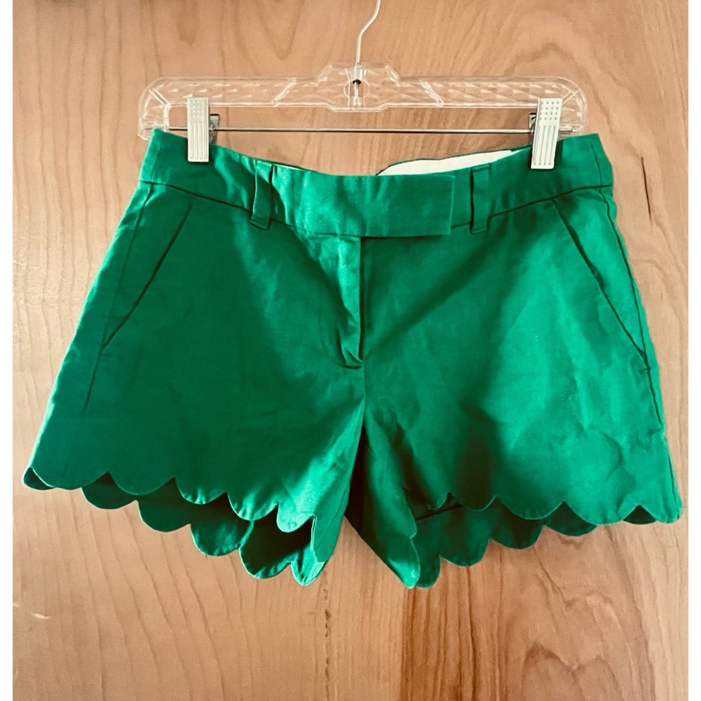J. Crew Green Scalloped Shorts